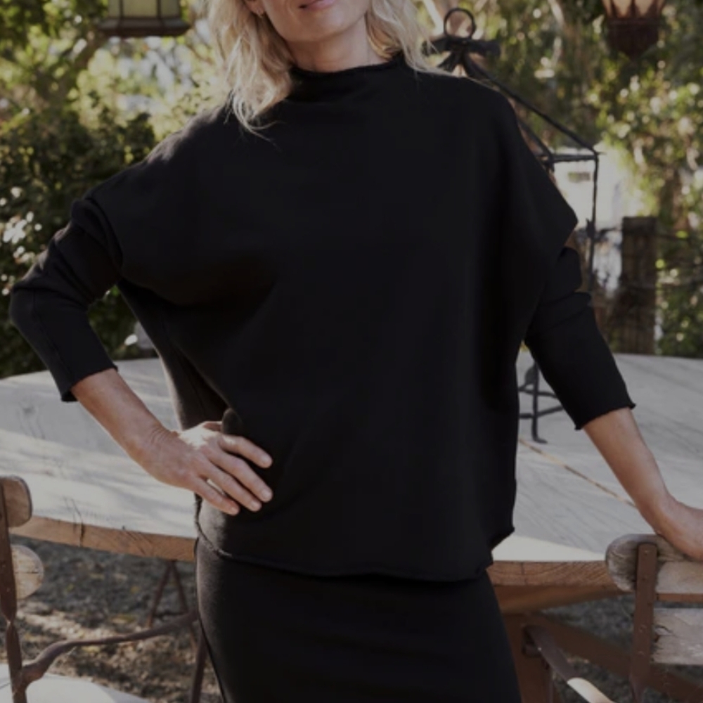 Frank & Eileen Black Cowl Neck Sweater